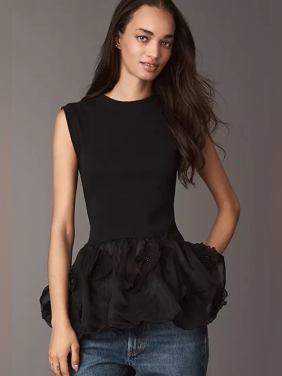 Anthropologie Tops - NEW. Anthropologie 3D Floral Peplum Top. NWT